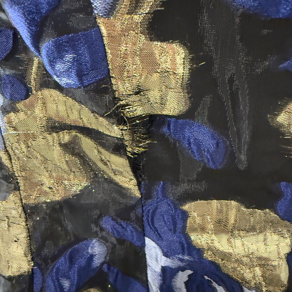 Badgley Mischka Platinum Floral Metallic Jacquard V-Neck Cocktail Dress Blue 14 - Picture 5 of 5